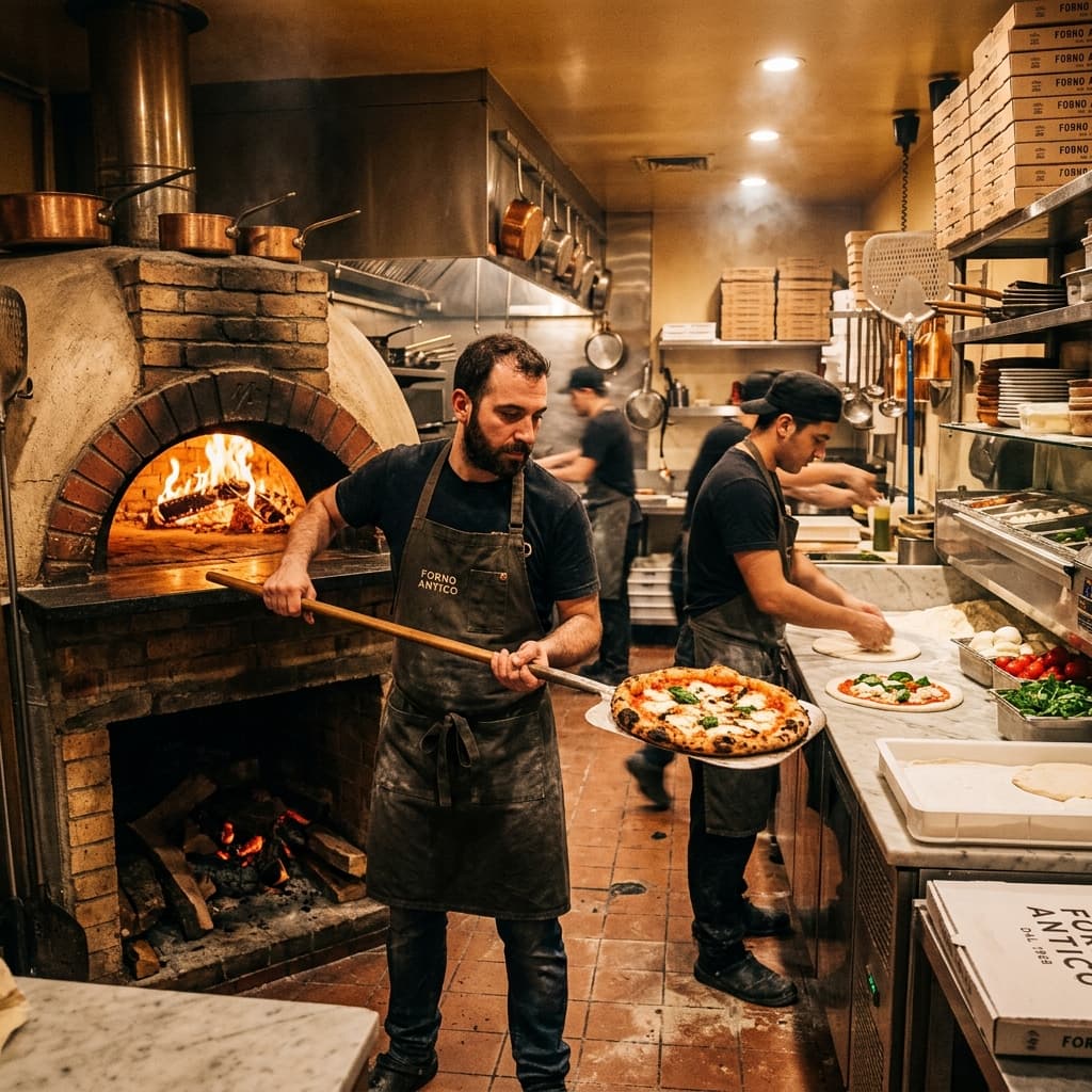 Busy Pizzeria Kitchen